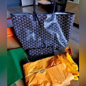 Goyard, Bags, Goyard St Louis Tote Pm Sky Blue Pinkwhite Stripe Includes Goyard  Insert Nwt